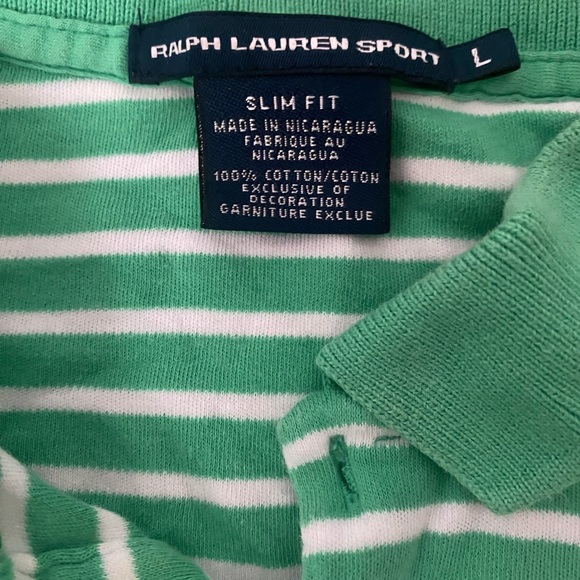 Ralph Lauren Sports Green Striped Polo - Picture 4 of 4